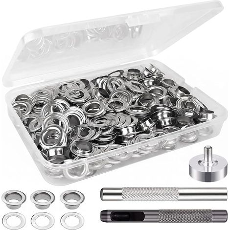 100 pcs Kit d'Outils pour Œillets 6mm Metal Ensembles Oeillet (1/5)