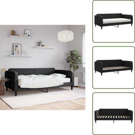 Sofá cama negro - vidaXL Sofá cama con colchón tela negro 100x200 cm - Sofá cama con espuma