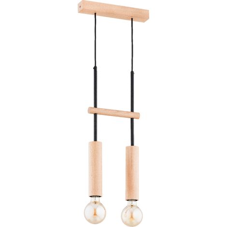 Suspension scandinave bois 2 lumières E27 Alfa Dilan (1/3)