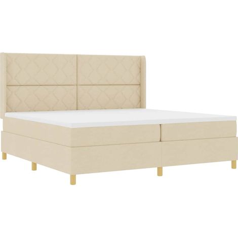 Maison Exclusive - Boxspringbett mit LED-Lichtleisten Creme 200 x