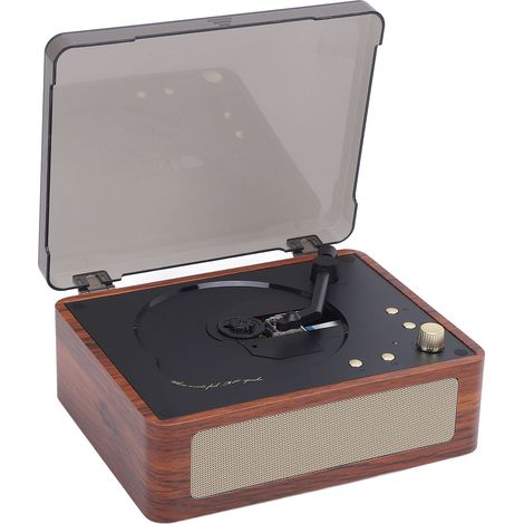 Lecteur CD de bureau rétro portable rechargeable pour musique d'ambiance avec haut-parleur, prise casque, entrée USB et AUX - Décoration intérieure (1/5)