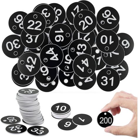 1 à 200 plaques d'immatriculation gravées : étiquettes numérotées, plaques d'immatriculation en plastique, étiquettes d'identification, étiquettes rondes noires, porte-clés, étiquettes (1/5)