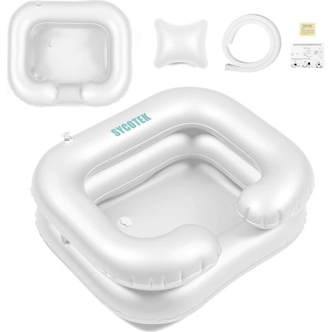 Bac de Shampoing Gonflable, Lavabo avec Oreiller Détachable, Bassin Cheveux Portable pour Personnes âgées, Alitées, Handicapées et Blessées (1/5)