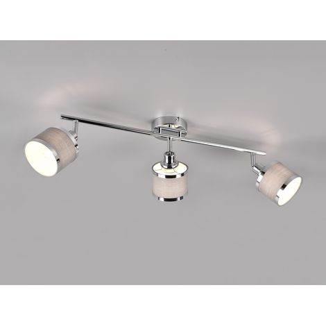 LED Deckenstrahler 3-flammig mit Stoffschirmen Grau, Breite 80cm (1/5)