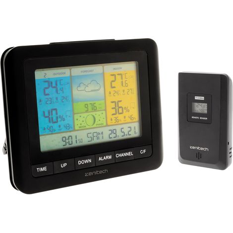 Station météo couleur avec capteur sans fil (IP44) - Zenitech