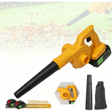 Souffleur de feuilles électrique 21v - Souffleur de feuilles sans fil 21V - Deux batteries et chargeur - 23000r/min - 550W - jaune (1/5)