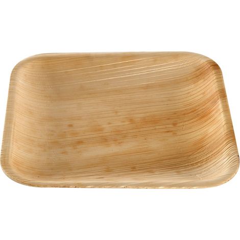 Assiette carrée en feuille de palmier 18 x 18 cm - 100 unités - Betik