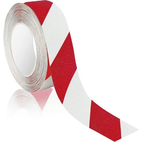 Ruban adhésif antidérapant [50 mm x 10 m] rouge et blanc - imperméable pour le (1/5)
