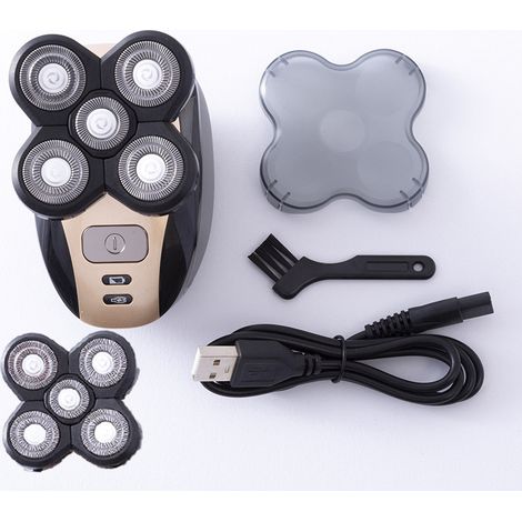 Rasoir électrique multifonction 5 lames avec tondeuse intégrée – Kit complet pour homme (rasage, barbe, contours) – Têtes de rechange incluses