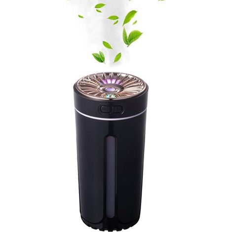 Mini humidificateur d'intérieur portable USB, 2 modes de pulvérisation, veilleuse LED 7 couleurs, arrêt automatique, diffuseur de brume fraîche, noir. (1/5)