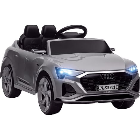 Beyamis Elektroauto für Kinder, Audi Q8 e-tron Sportback, mit 12V-Batterie, Fernbedienung, Scheinwerfern, Hupe und Musik, Grau