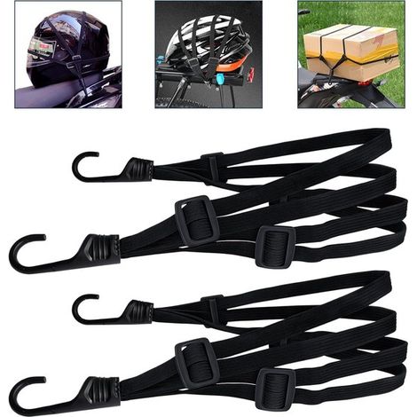 Elastici per bicicletta, 2 pezzi, cinghie elastiche con ganci, cinghie elastiche per moto/biciclette, cinghie per bagagli, cinghie piatte (nero, 60 cm + 60 (1/5)