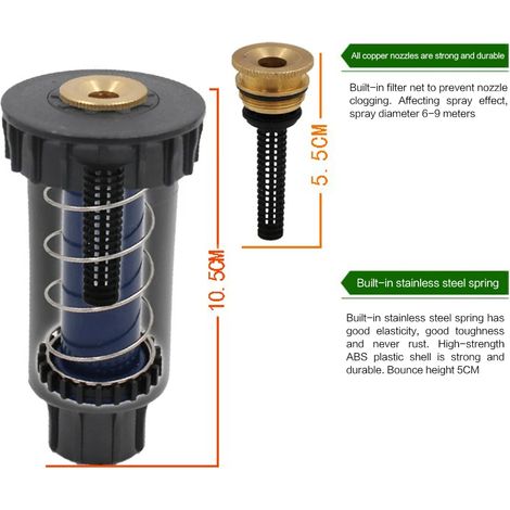 Arroseur de jardin escamotable à jet réglable (360°) en plastique (1/3)