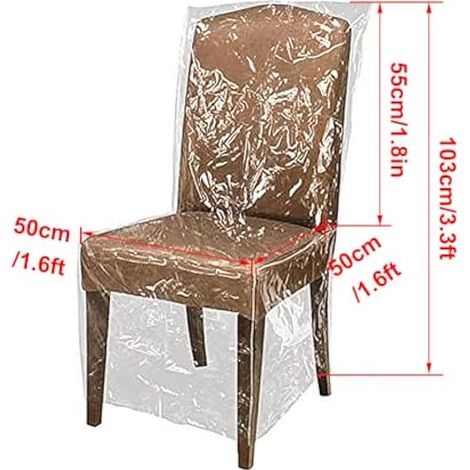 Lot de 4 housses de chaise transparentes en plastique, protections de siège de chaise de salle à manger en PVC transparent, imperméables et réutilisables (1/5)