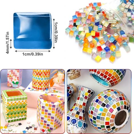 Lot de 500 g de carreaux de mosaïque (1 x 1 cm, environ 550 pièces) de pierres de mosaïque, pour travaux manuels, intérieur et extérieur, salle de bain, cuisine, décoration d'intérieur