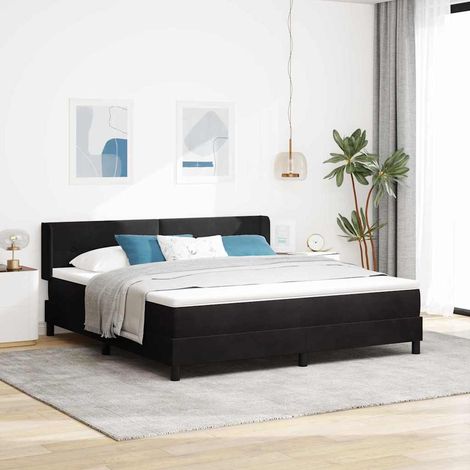 Boxspringbett mit Kopfteil Schwarz 200 x 180 cm Samt (1/5)