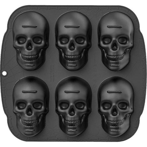 Moule à gâteau Halloween 6 pièces en silicone, motif crâne, grand moule à gâteau en forme de crâne (1/2)