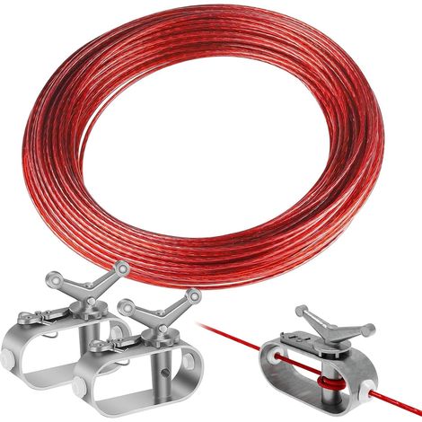 Tenditore per fune metallica con cavo in acciaio rivestito - Cavo di tensionamento per coperture per piscine - Lunghezza 2 mm - 40 m - Con 2 tenditori per cavo in acciaio per il fissaggio delle copert (1/5)