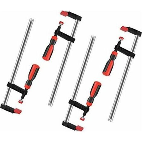 Lot de 4 Serre-joints en forme de F en fonte malléable LJeu de Serres-joint à une Main Métallique à Libération Rapide Pince-étau ave (1/4)