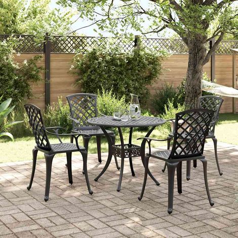 Maison Exclusive - Set da Pranzo da Giardino 5 pz Nero in Alluminio Pressofuso (1/5)