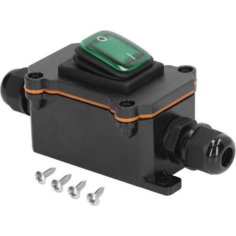 Wippschalter für den Außenbereich, Ein/Aus, DC12V 4-poliger Inline-Kabelschalter, IP65 wasserdicht, 2 Positionen für Terrasse (Grün) (1/4)