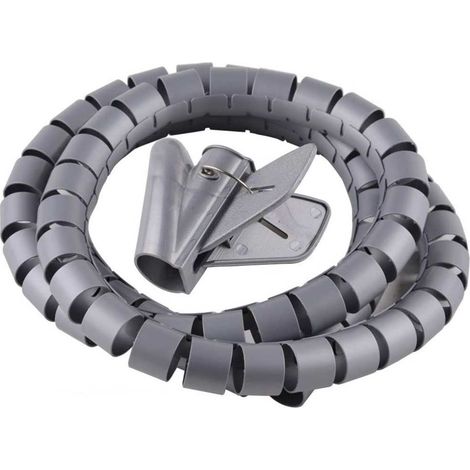 Raccogli cavi spiralato tubo 1,5 metri copri cavo organizer per cavi e fili elettrici in plastica grigio diametro da 2 cm (1/5)
