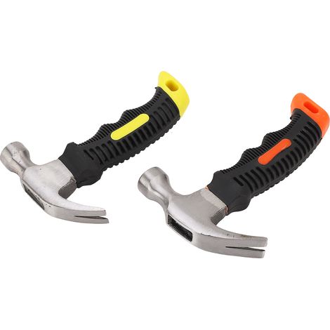 Lot de 2 marteaux à griffes, mini arrache-clous, tête ronde, manche en TPR haute résistance, outil de travail portable (1/5)