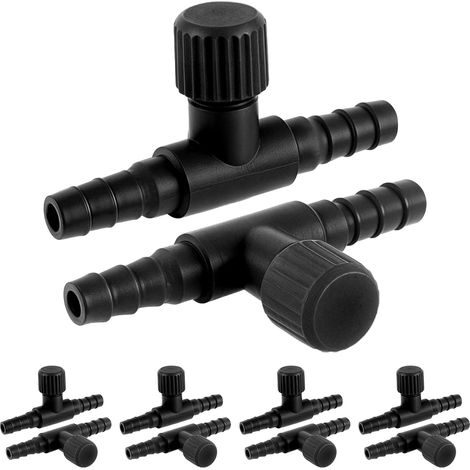 Paquete de 10 válvulas de control de plástico en forma de T para bombas de aire de acuario - Reguladores de flujo de aire para acuario - Accesorios para bombas de aire de acuario (1/5)