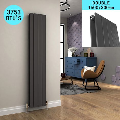 ELEGANT 1600 x 300mm Vertical Column Radiator Anthracite Double Flat Panel Designer Radiator (1/5)