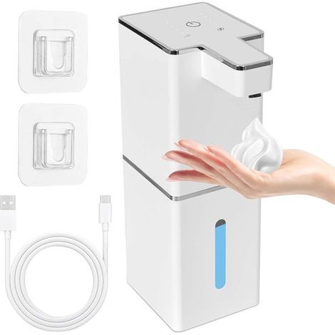 Automatischer Seifenspender Wandmontage berührungslos und ohne Bohren 380 ml elektrischer Seifenspender mit Infrarotsensor USB-wiederaufladbarer weiß (1/5)
