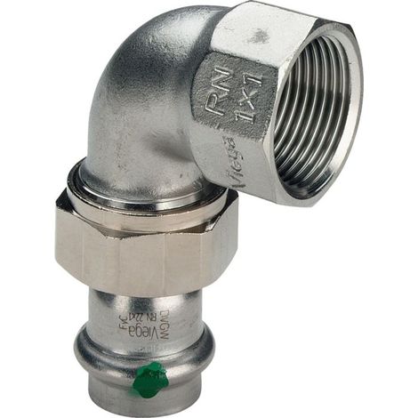 Viega Sanpress Inox raccord coudé 437336 22mmxRp 1, 90 degrés, acier inoxydable, joint plat, SC-Contur