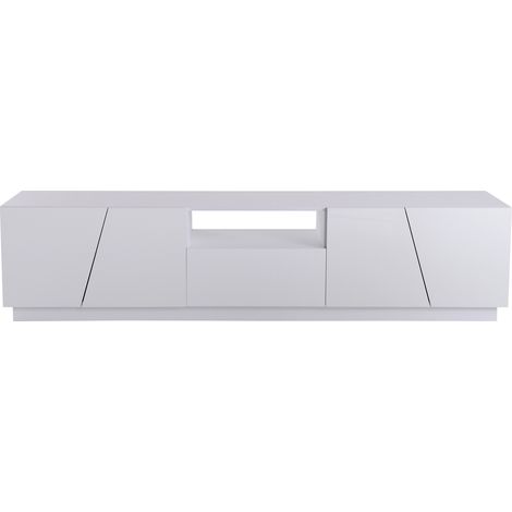 Meuble TV moderne 170 cm en MDF blanc style patchwork diagonal (1/5)