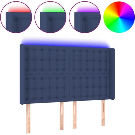 Maison Exclusive - Testiera a LED Blu 147x16x118/128 cm in Tessuto