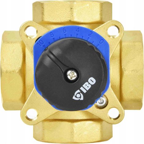 Vanne mélangeuse à 4 voies DN25 - Laiton - Régulation de la température - Protection anticorrosion - Compacte (1/4)