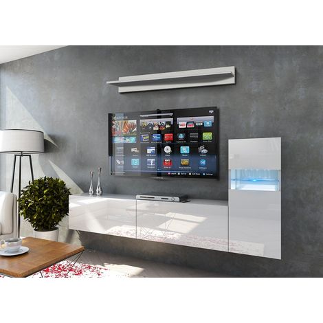 Ensemble meuble TV CONCEPT 52-52-HG-W-2-1A blanc brillant 203 cm (1/2)
