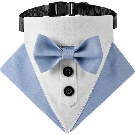 Collare per cani stile smoking - con papillon - adatto per matrimoni formali - include papillon regolabile - ottimo anche come regalo di compleanno - blu-M (1/5)