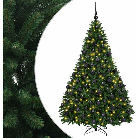 vidaXL Artificial Christmas Tree Mid-green with Bauble 180 cm 300 LEDs