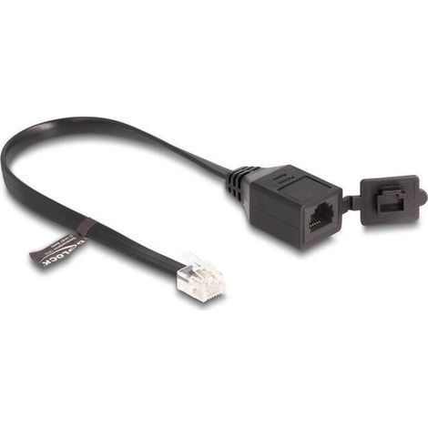 Cable RJ12 macho a RJ12 hembra con tapa protectora 20 cm negro (1/2)