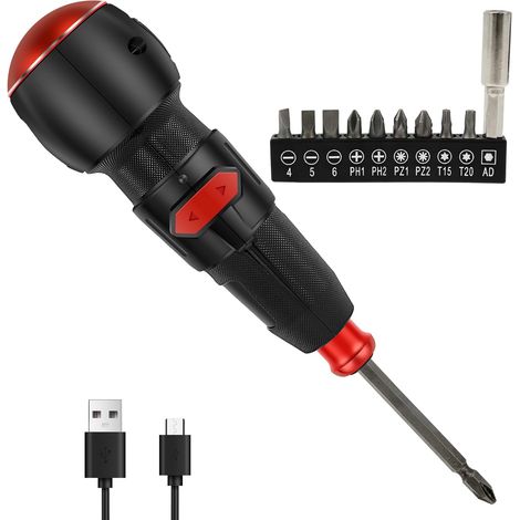 Akkuschrauber Klein 3,6 V Wiederaufladbar Stabschrauber Elektrisch mit 9 Bits und Verlängerungsstange, 900 mAh Akku, LED-Licht, USB-C-Kabel, Akku Schraubendreher für Heimwerker (1/5)