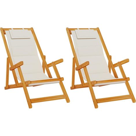 Maison Exclusive - Sedia da spiaggia 2 pcs Marrone Legno di Acacia Massello