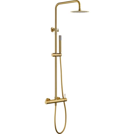 IMEX set de ducha monomando Bless oro cepillado en latón y zama con acabado PVD Imex-BDB063-OC (1/3)