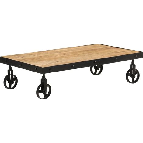 Couchtisch mit Rollen Massivholz Mango 100x55x26 cm