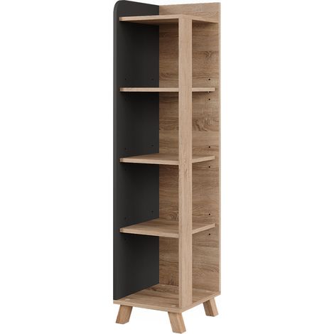 Mensola da bagno Karen, Sonoma/antracite, 30 x 128 cm con 4 scomparti, Vicco