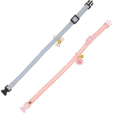 Collar ajustable para gatos y gatitos con cierre de seguridad y colgante (juego de 8 piezas) (1/5)