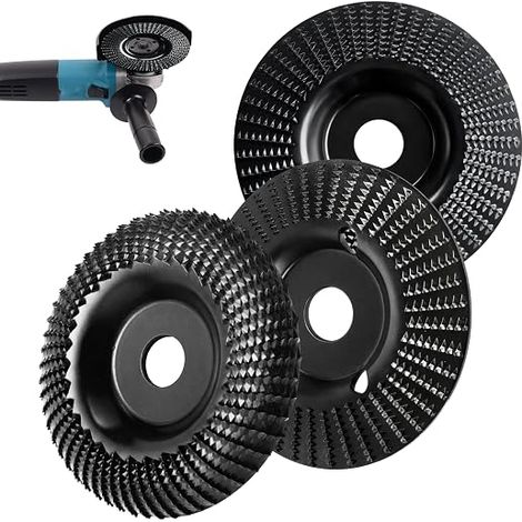 Juego de 3 discos abrasivos de 125 mm para madera, aptos para amoladoras angulares. Disco abrasivo de 125 mm para tallado de raíces, decapado de pintura, grabado, escultura, modelado y lijado. (1/5)