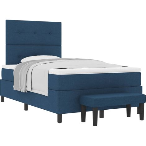 Maison Exclusive - Lit à ressorts avec tête de lit Bleu 120 x 190 cm tissu (1/5)