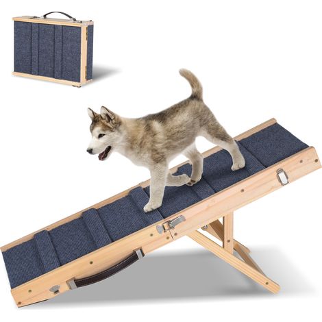 Randaco Rampa per cani in legno pieghevole, rampa per animali domestici 4 livelli Regolabile da 19,5 cm a 41 cm (1/5)