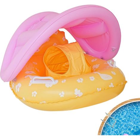 Kinder Pool Float mit Verdeck Sicherheits-Anti-Kipp-Trainingssitz Aufblasbare Schwimmkörper für , Wasser, Sommer, Urlaub, Outdoor, Zuhause, den Garten, Reisen, und Mädchen (1/5)