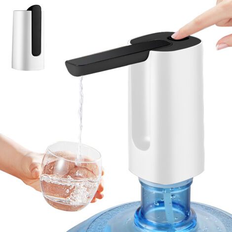 Dispensador de agua de 5 galones con base, bomba de agua eléctrica plegable con carga USB y apagado automático, dispensador de agua portátil para 2 a 5 galones, universal, pantalla táctil y bajo nivel (1/5)
