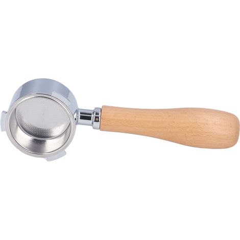 Italienischer bodenloser Filterhalter für 51-mm-Espressokaffemaschinen, Griff aus Buchenholz, dreifacher Halter, Edelstahl, für den Hausgebrauch. (1/5)